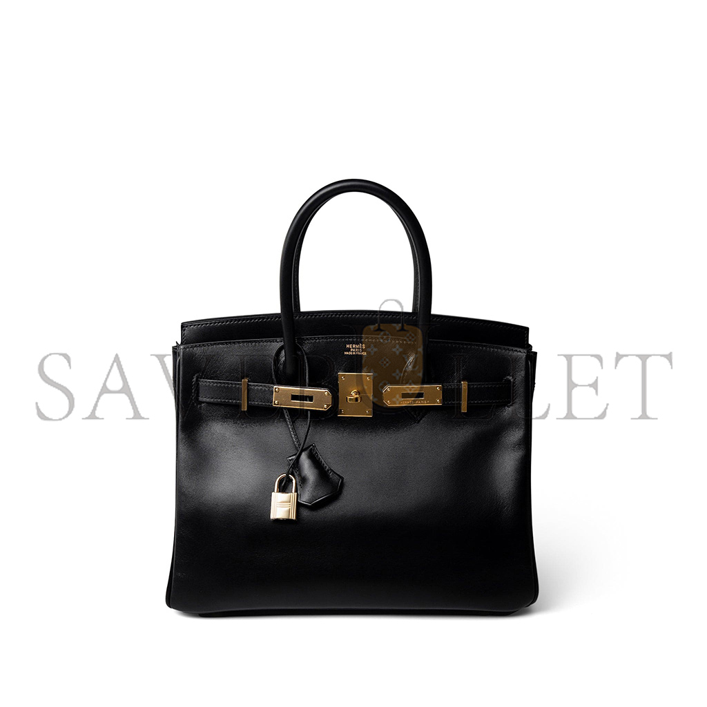 HERMES MASTER BIRKIN 30 BOX LEATHER BLACK GOLD BUCKLE H029281CK62 (30*23*15cm)